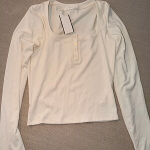 Lush Cream Long Sleeve Buttoned Top